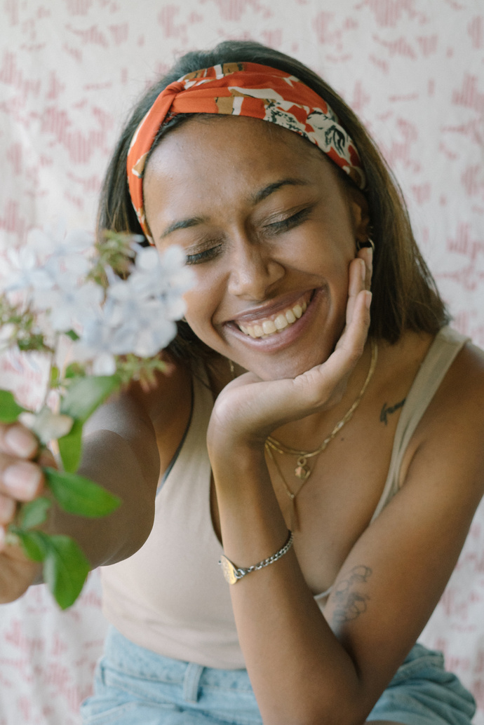 Happy Woman with Flower